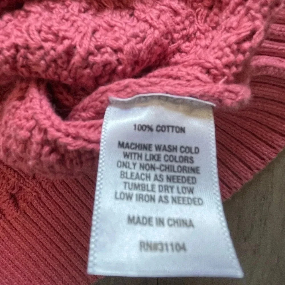 Crown & Ivy Pink Oversized Cable Knit Cotton Sweater Women’s Small - Picture 11 of 11